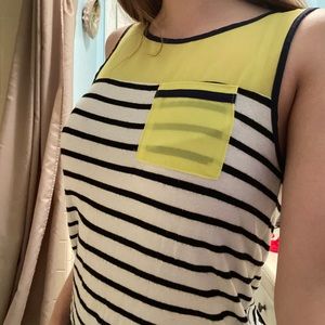 Striped Black White Yellow Dress Shirt